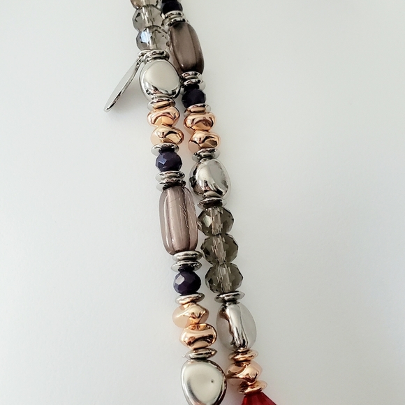 Chico's Multi Colored Beaded Double Strand Silvertone Necklace New with Tags - Picture 8 of 8